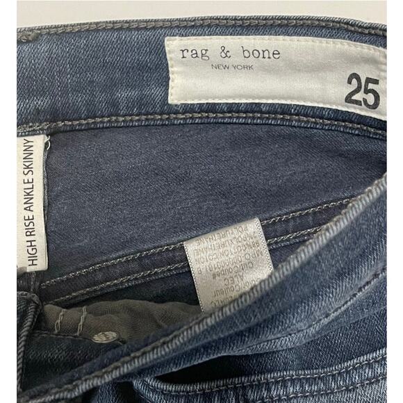 Rag & Bone Women's High Rise Ankle Skinny Jeans Frayed Hem Distressed Size 25 - Picture 6 of 9